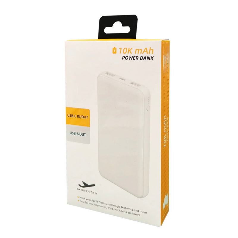 Power Bank 10K mAh (10000mAh)with 3 USB Outputs White